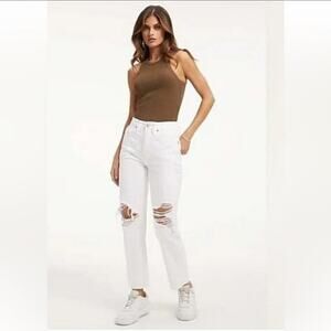 Free People We The Free Tapered Baggy Boyfriend Jeans - Distressed White - 28